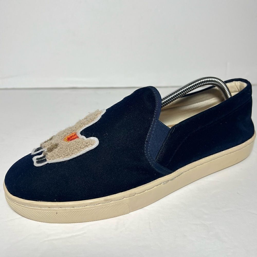 Soludos Womens Velvet‎ Llama Slip On Sneakers Navy Blue 10